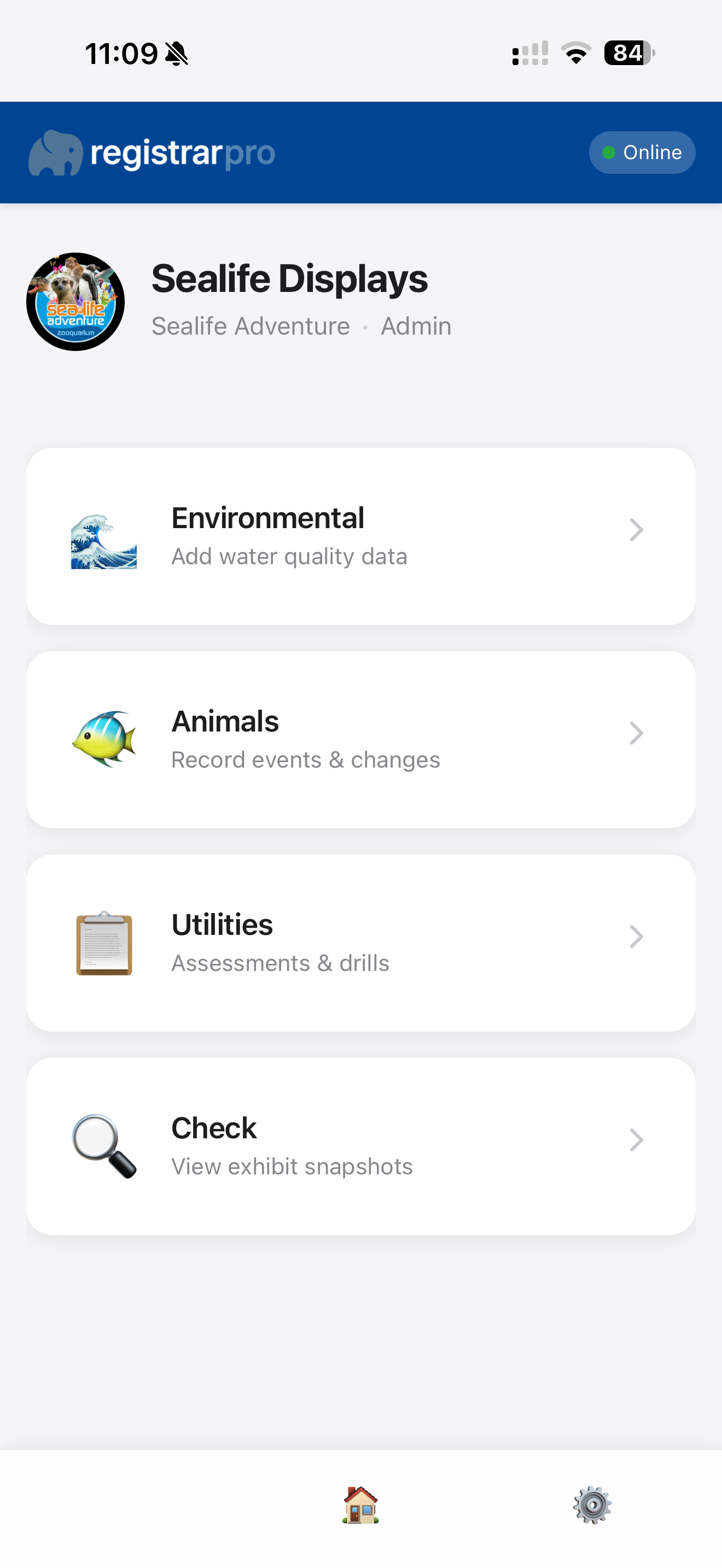 Mobile app home screen